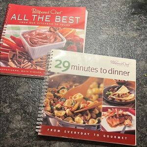 Pampered Chef Kitchen Cookbook Set of 2.  Spiral bound. Exc condition